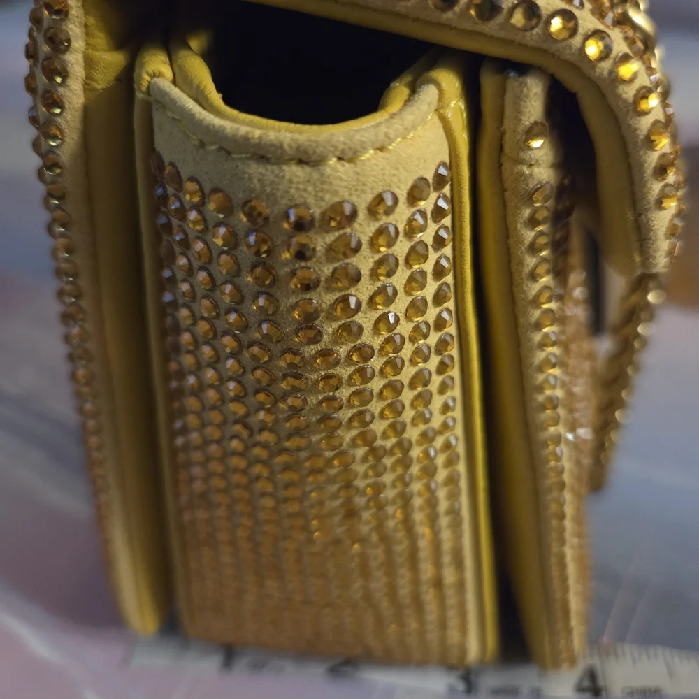 Gold Evening Crossbody Bag with Chain Strap - Picture 3 of 16